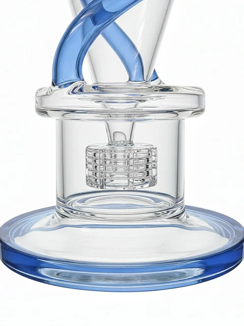 9.5-inch Matrix Flow Blue Recycler Glass Bong 9.5-inch Matrix Flow Blue Recycler Glass Bong