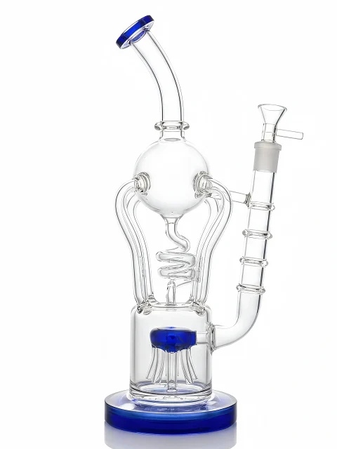 12.5" Triple-Stage Blue Jellyfish Recycler Glass Bong