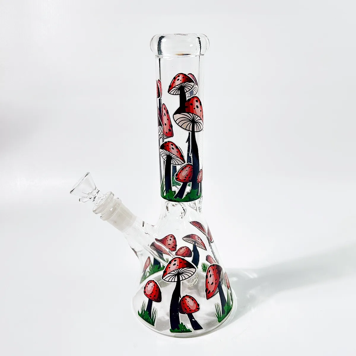 Black & Red Mushroom Beaker Glass Bong