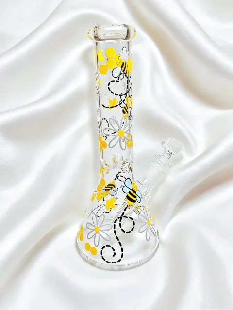 Busy Bee Yellow Beaker Glass Bong