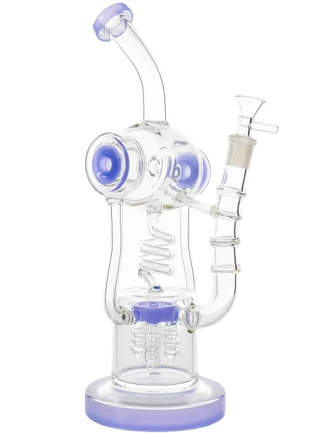 14-Inch Purple Helix Glass Recycler Bong
