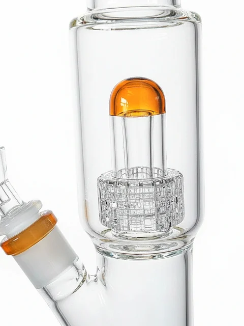 straight-tube-glass-bong-matrix-amber-2.webp Clear & Amber Straight Tube Bong with Matrix Perc