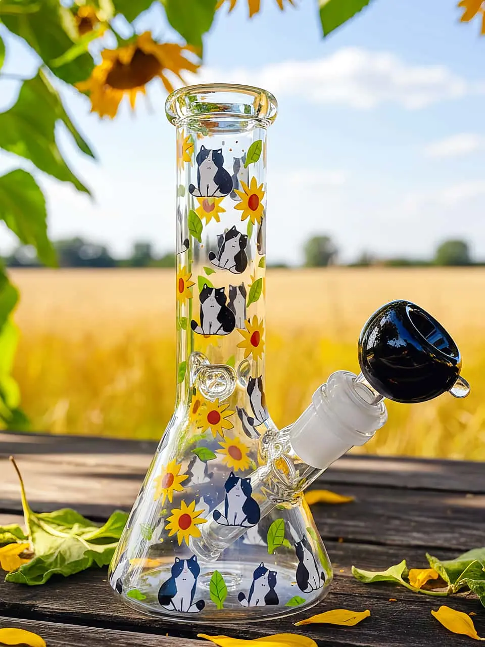 Countryside Cow Cat Beaker Glass Bong