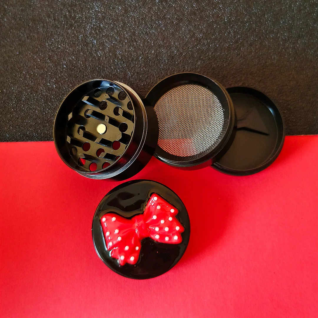Black & Red Polka Dot Bow Mini Grinder - Image 2