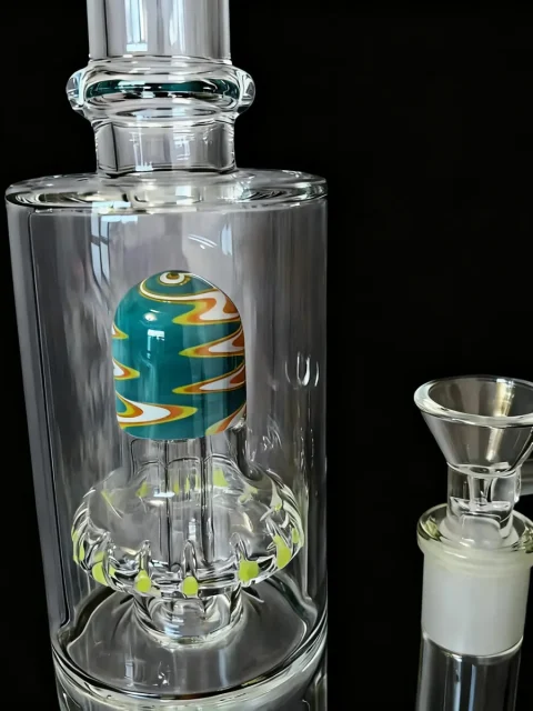Teal Flow Straight Tube Dual-Perc Glass Bong Teal Flow Straight Tube Dual-Perc Glass Bong