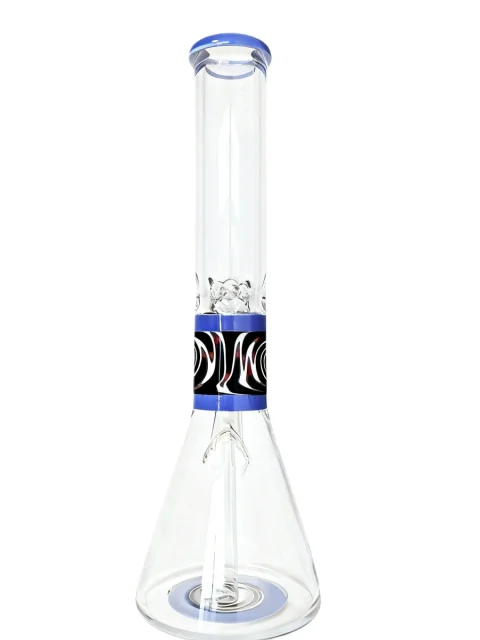 Cobalt Wig-Wag Accented Beaker Glass Bong