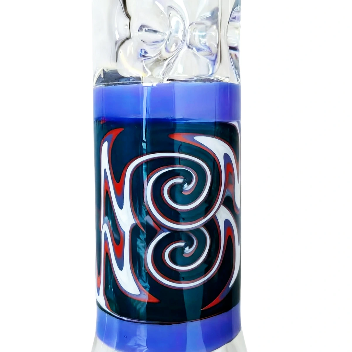 Cobalt Wig-Wag Accented Beaker Glass Bong