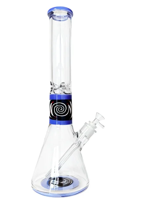 Cobalt Wig-Wag Accented Beaker Glass Bong