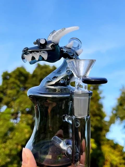 Obsidian Drake Handcrafted Dragon Glass Bong