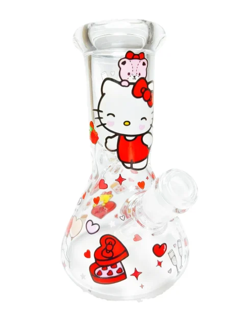 Hello Kitty Romantic Hearts Beaker Glass Bong