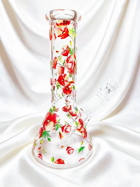 Vintage Poppy Mini Beaker Glass Bong Vintage Poppy Mini Beaker Glass Bong