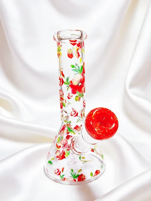 Vintage Poppy Mini Beaker Glass Bong